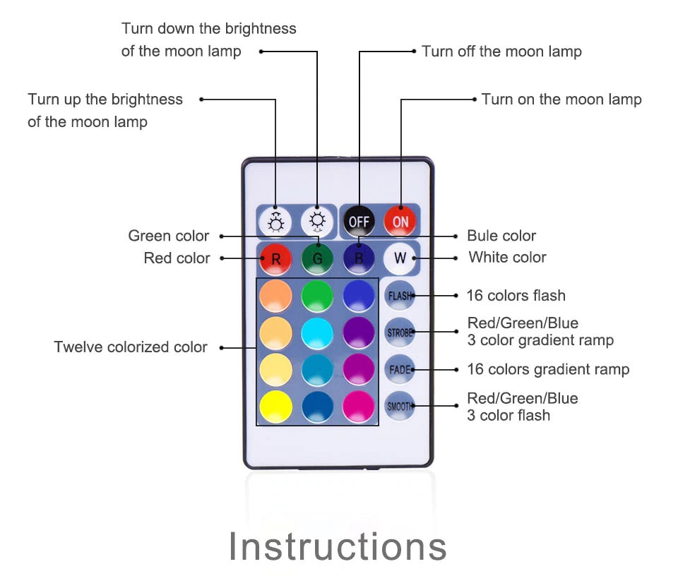 3D Print Moon Lamp Light with Stand - USB Rechargeable