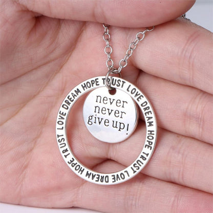 Never Give Up Pendant Necklace