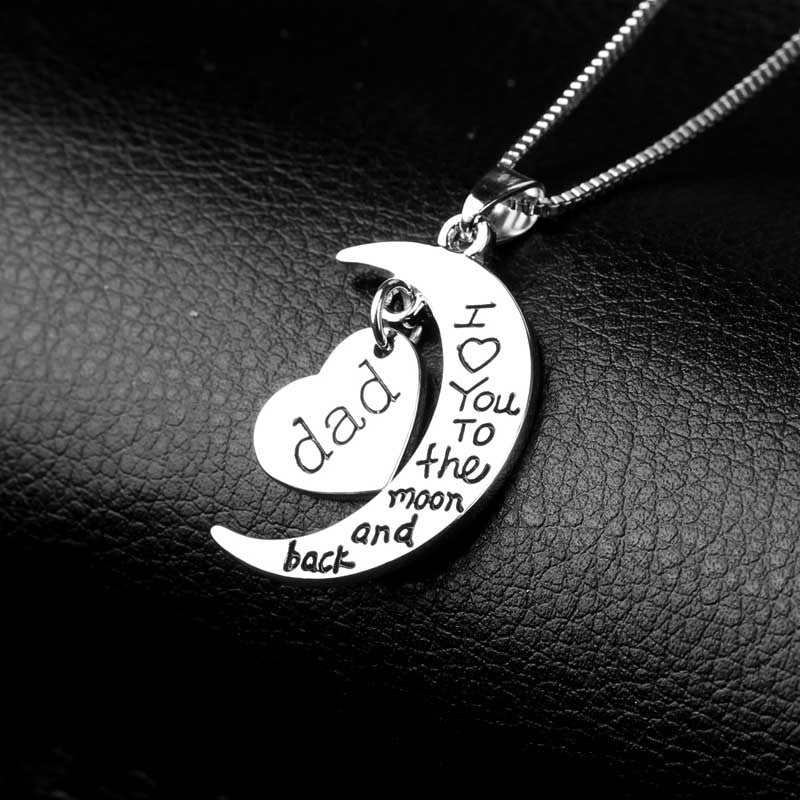 Dad I Love You to The Moon and Back - Personalized Jewelry Necklace Gift