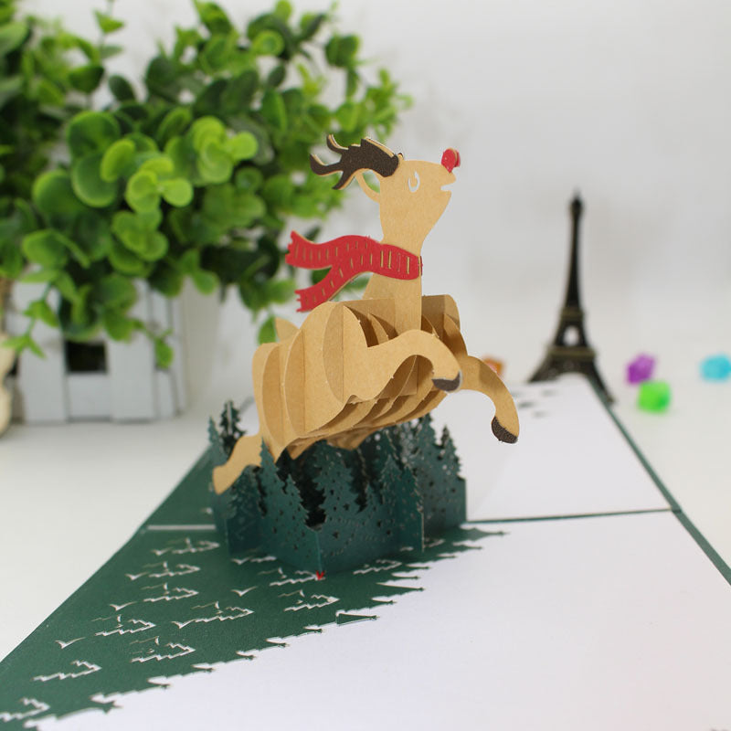 3D Christmas Deer Pop Up Card and Envelope