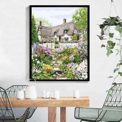 DIY Paint by Numbers Canvas Painting Kit - Cottage House