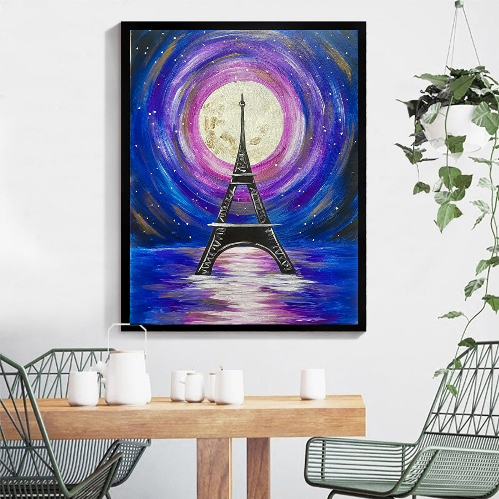 DIY Paint by Numbers Canvas Painting Kit - Purple Moon Night in Paris