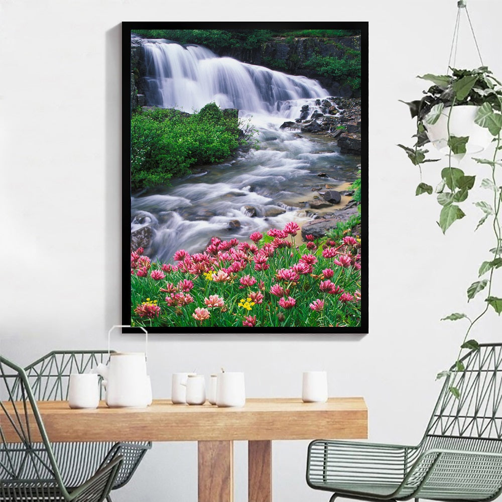 DIY Paint by Numbers Canvas Painting Kit - Calm Waterfall Landscape