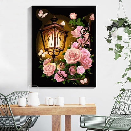 DIY Paint by Numbers Canvas Painting Kit - Roses and Light Porch