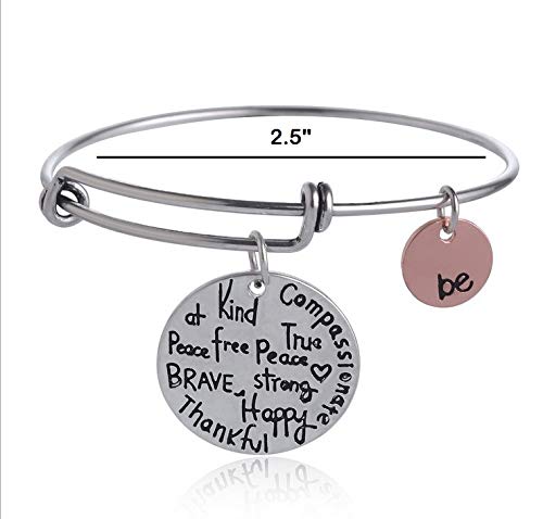 Expandable Charm Bracelet - “Be Thankful, Brave, Happy, Kind, True, Compassionate, Strong”