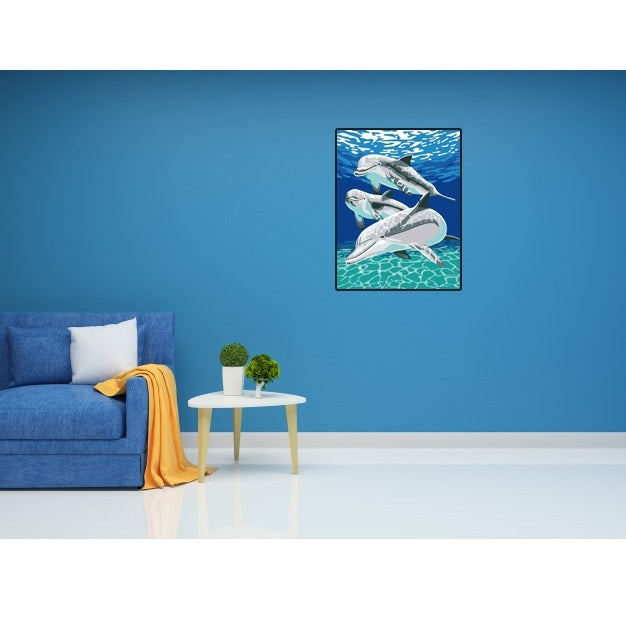 DIY Paint by Numbers Canvas Painting Kit - Dolphins