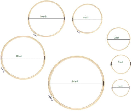 7 Pieces Embroidery Bamboo Hoops Set 4-14"