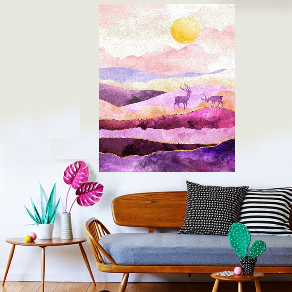 DIY Paint by Numbers Canvas Painting Kit - Scandinavian Style Purple