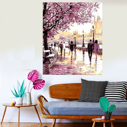 DIY Paint by Numbers Canvas Painting Kit - Rainy Spring Day