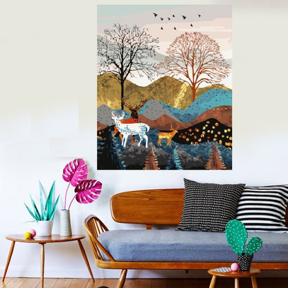 DIY Paint by Numbers Canvas Painting Kit - Deer in Mountain