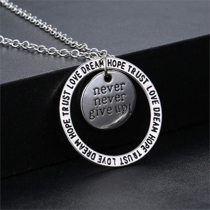 Never Give Up Pendant Necklace