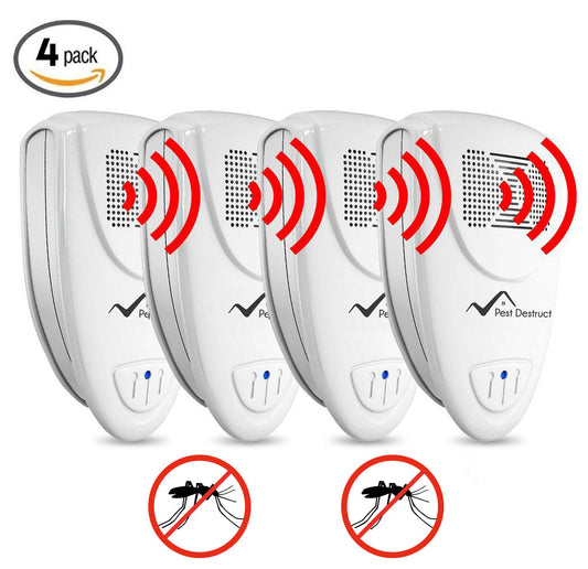 Ultrasonic Mosquito Repeller - PACK OF 4 - 100% SAFE for Children and Pets - Get Rid Of Mosquitoes In 7 Days Or It's FREE