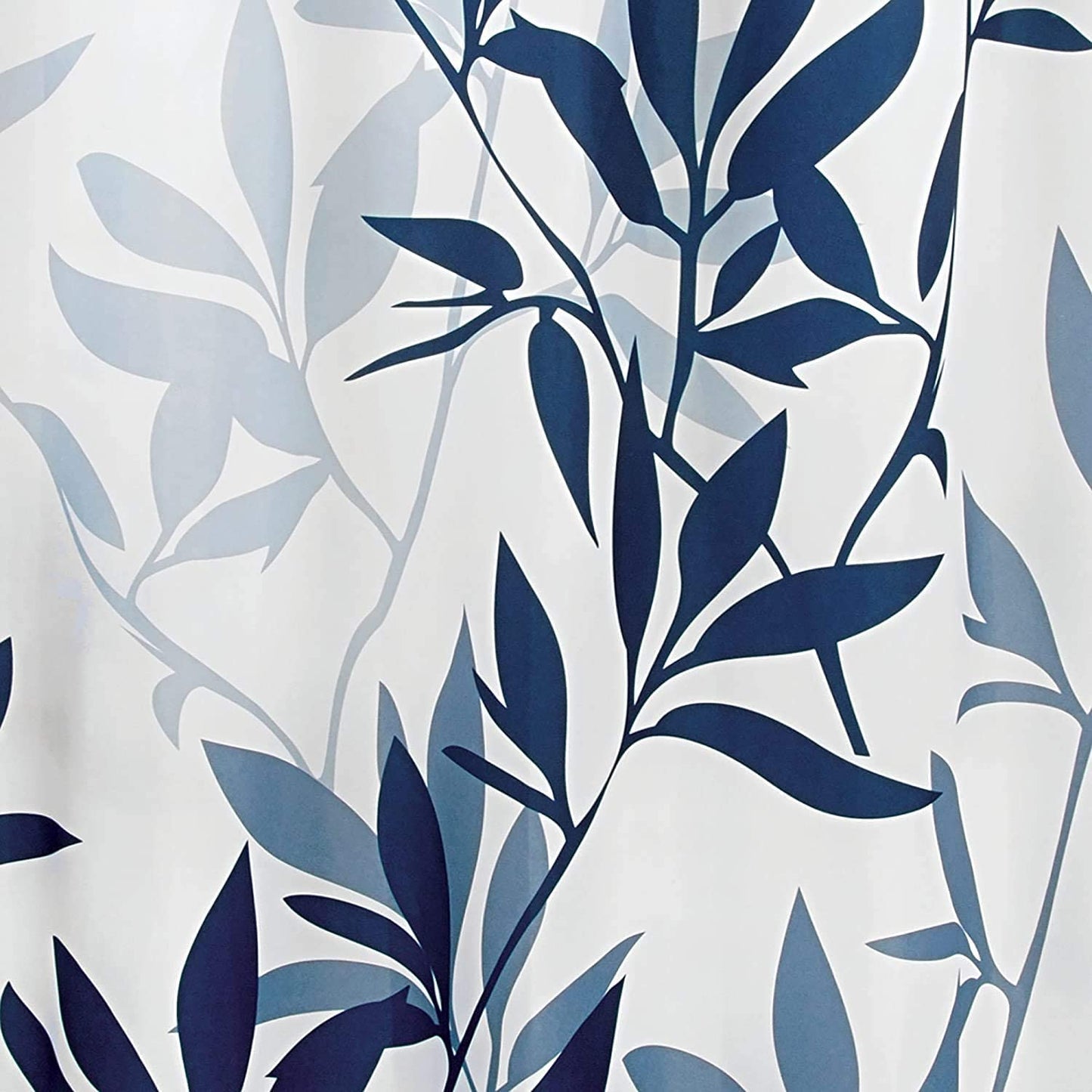 Shower Curtain with Metal Hooks, 72" x 72" - Blue Leaves