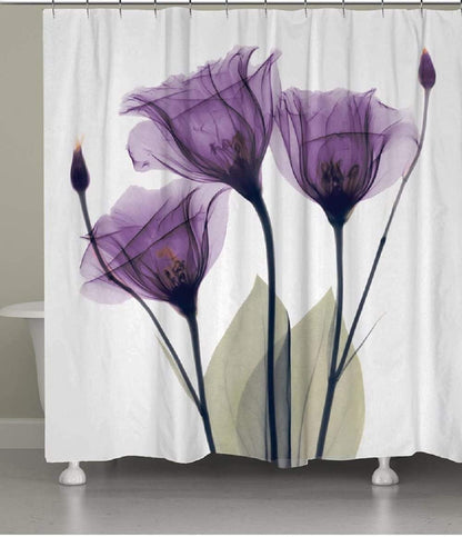 Shower Curtain with Metal Hooks, 72" x 72" - Purple Flower