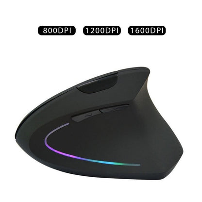 2.4G Wireless Vertical Optical Mouse - Right Hand - Black