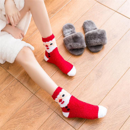 Winter Socks for Women - Colorful Reindeer Snowman Socks - [6 Pairs]