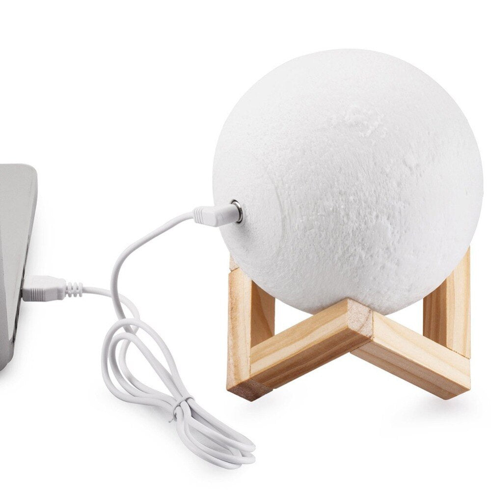 3D Print Moon Lamp Light with Stand - USB Rechargeable