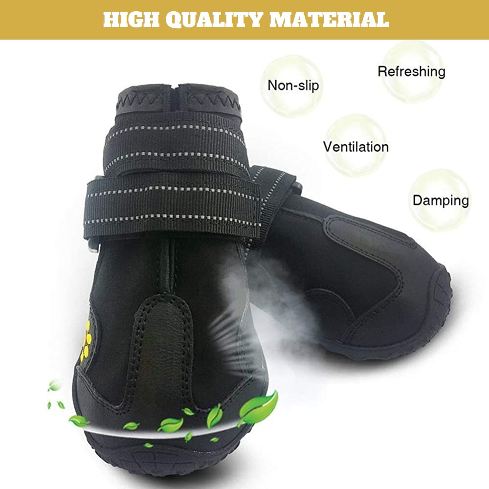 Waterproof Dog Boots with Reflective Velcro Strip - 4PCS