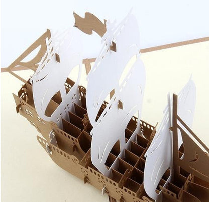 3D Sailing Boat Pop Up Card and Envelope