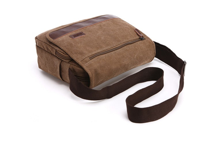 Men's Messenger Bag -  Retro Canvas Shoulder Bag - Light Brown