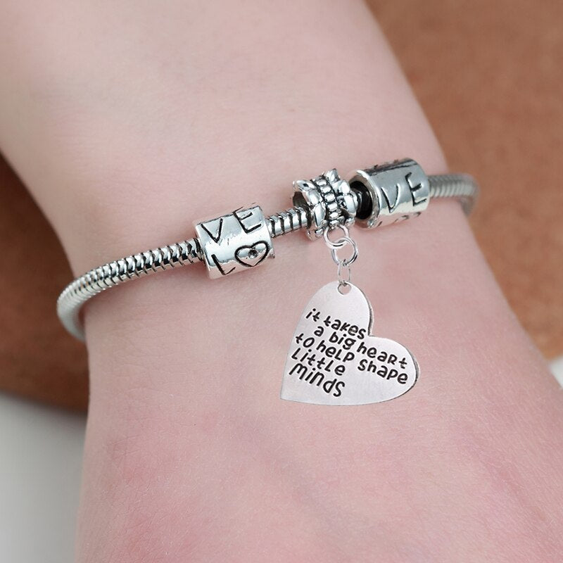 It Takes a Big Heart to Help Shape Little Minds - Pendant Bracelet