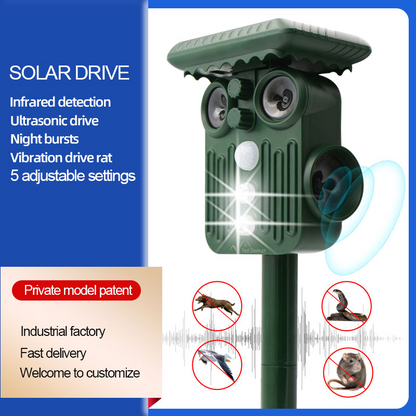 Ultrasonic Solar Deer Repeller - 5 Adjustable Modes - Get Rid of Deer in 48 Hours