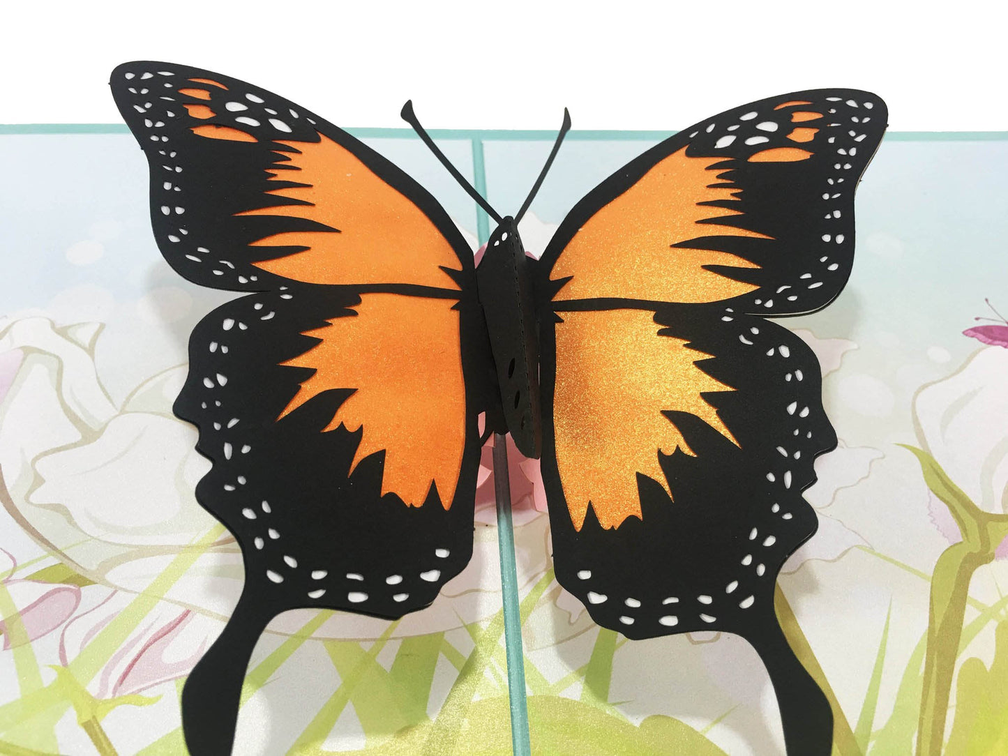 3D Orange Butterfly Pop Up Card and Envelope