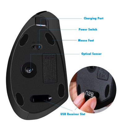 2.4G Wireless Vertical Ergonomic Optical Mouse - Right Hand