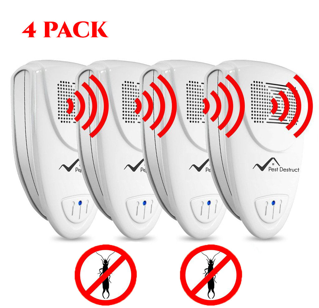 Ultrasonic Earwig Repeller - PACK of 4 - Get Rid Of Earwigs In 48 Hours Or It's FREE