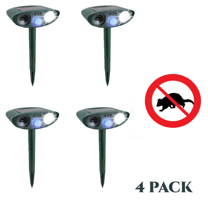 Possum Outdoor Ultrasonic Repeller - PACK OF 4 - Solar Powered Ultrasonic Animal & Pest Repellant - Get Rid of Possums in 48 Hours or It's FREE