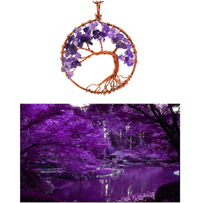 Luvalti Tree of Life - Gemstone Chakra Jewelry Purple Bronze Chain Necklace