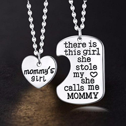 Mommy’s Girl Heart Pendant Necklace - Mother Daughter Necklace Set