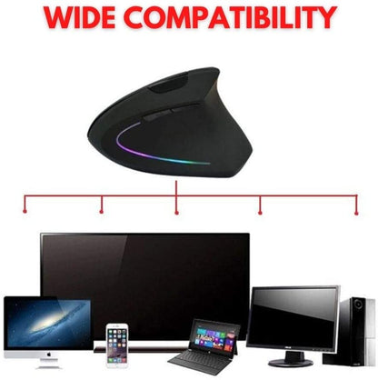 2.4G Wireless Vertical Optical Mouse - Right Hand - Black