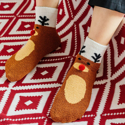 Winter Socks for Women - Reindeer Snowman & Santa Socks - [4 Pairs]