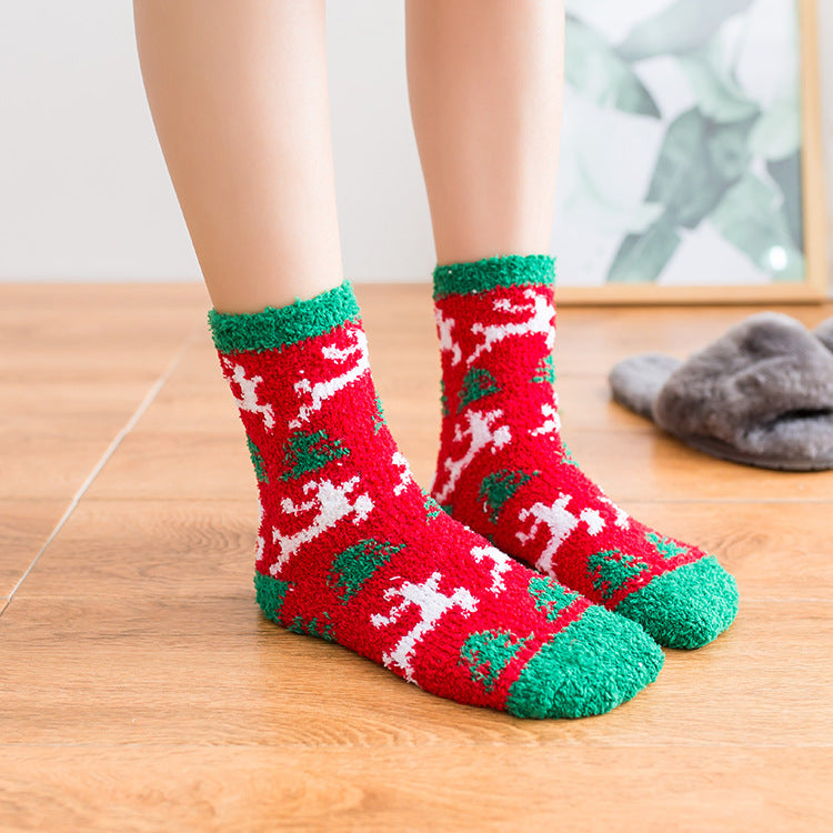 Winter Socks for Women - Colorful Reindeer Snowman Socks - [6 Pairs]