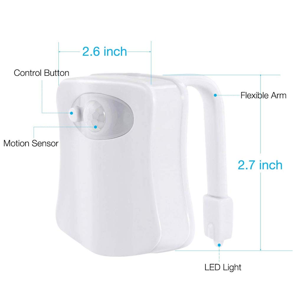 Toilet Night Light - Motion Sensor Activated - LED Light - 8 Colors