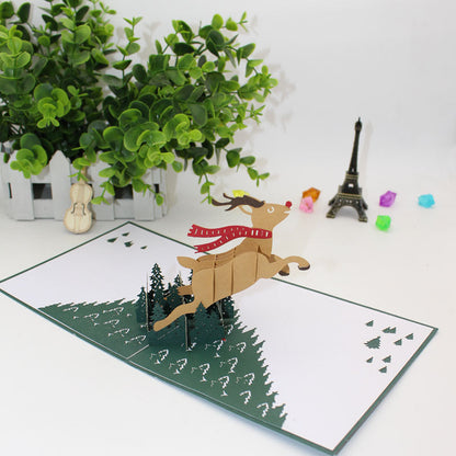 3D Christmas Deer Pop Up Card and Envelope