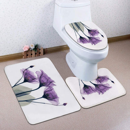 Cleamorous Bathroom Rug Set - 3-Piece Set - Purple Flower