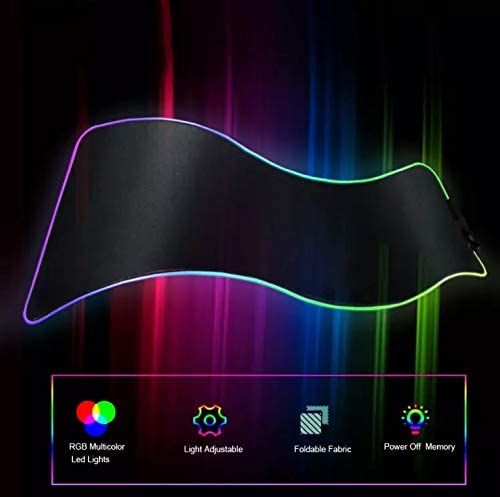 RGB LED Gaming Mouse Pad with Stitched Edges - 31.5 X 12 Inch