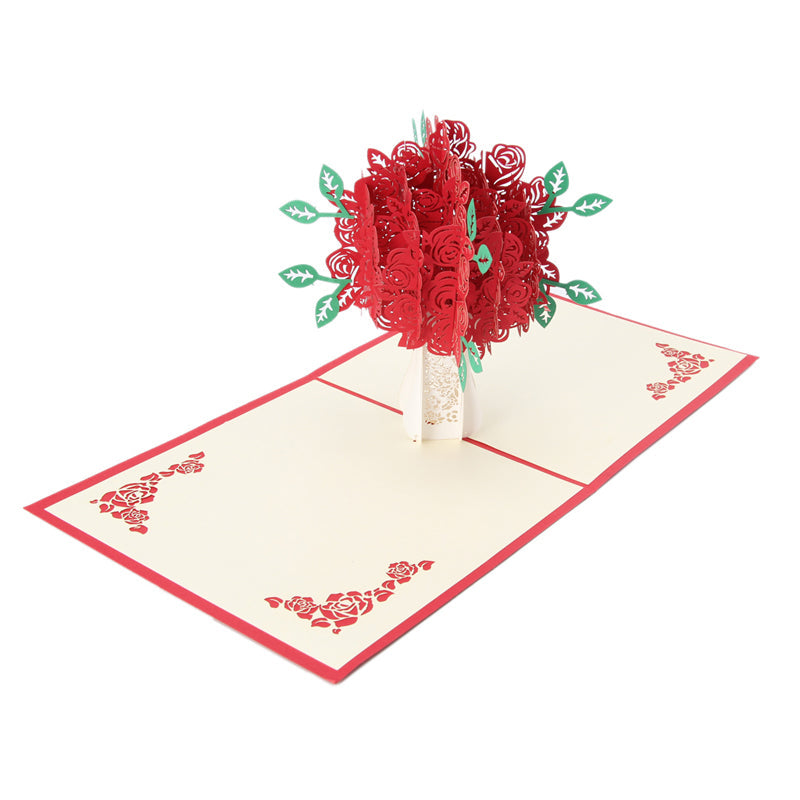 3D RED Bouquet Pop Up Card and Envelope