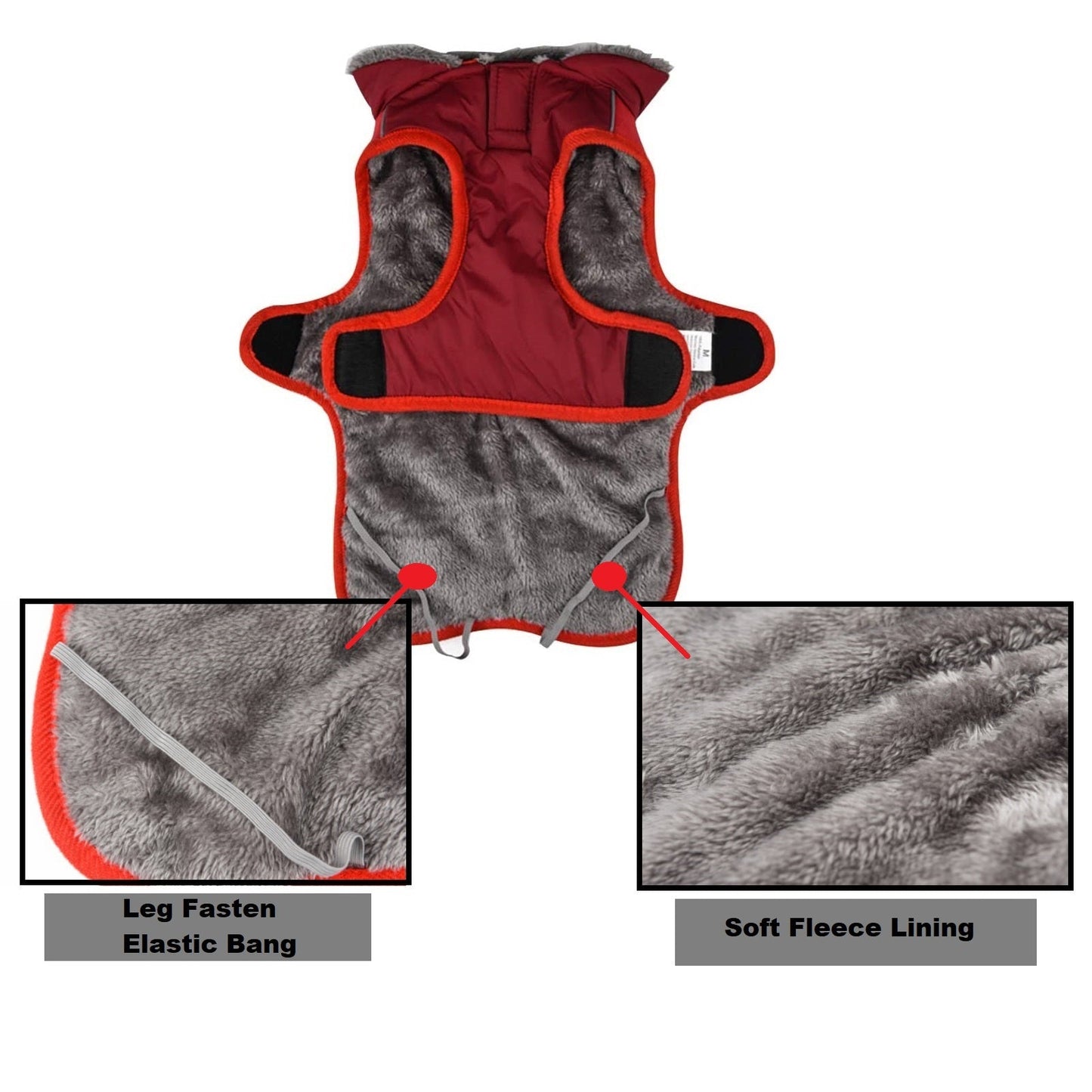 Fleece Warm Dog Jacket Coat Vest for Puppy Winter Cold - RED