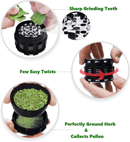 4 Piece 2.5" Spice Herb Grinder - Premium Metal