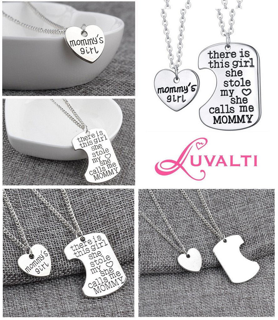 Mommy’s Girl Heart Pendant Necklace - Mother Daughter Necklace Set