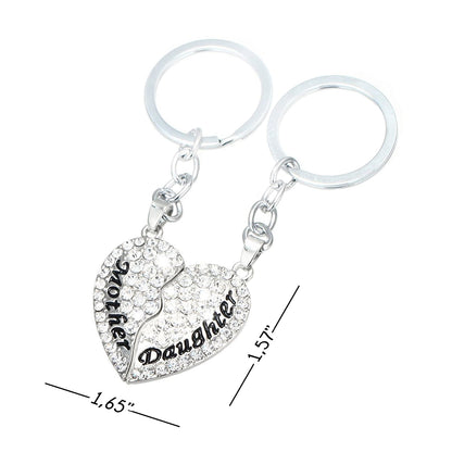 Split Heart Keychain - Set of 2 Mother & Daughter Heart Keychain