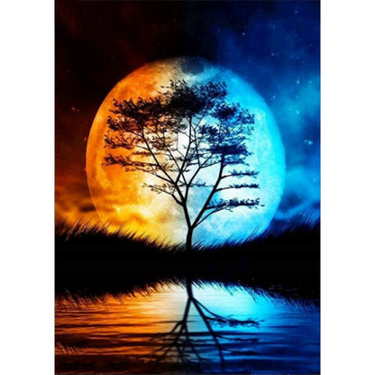 5D Diamond Painting by Number Kit Big Moon Tree