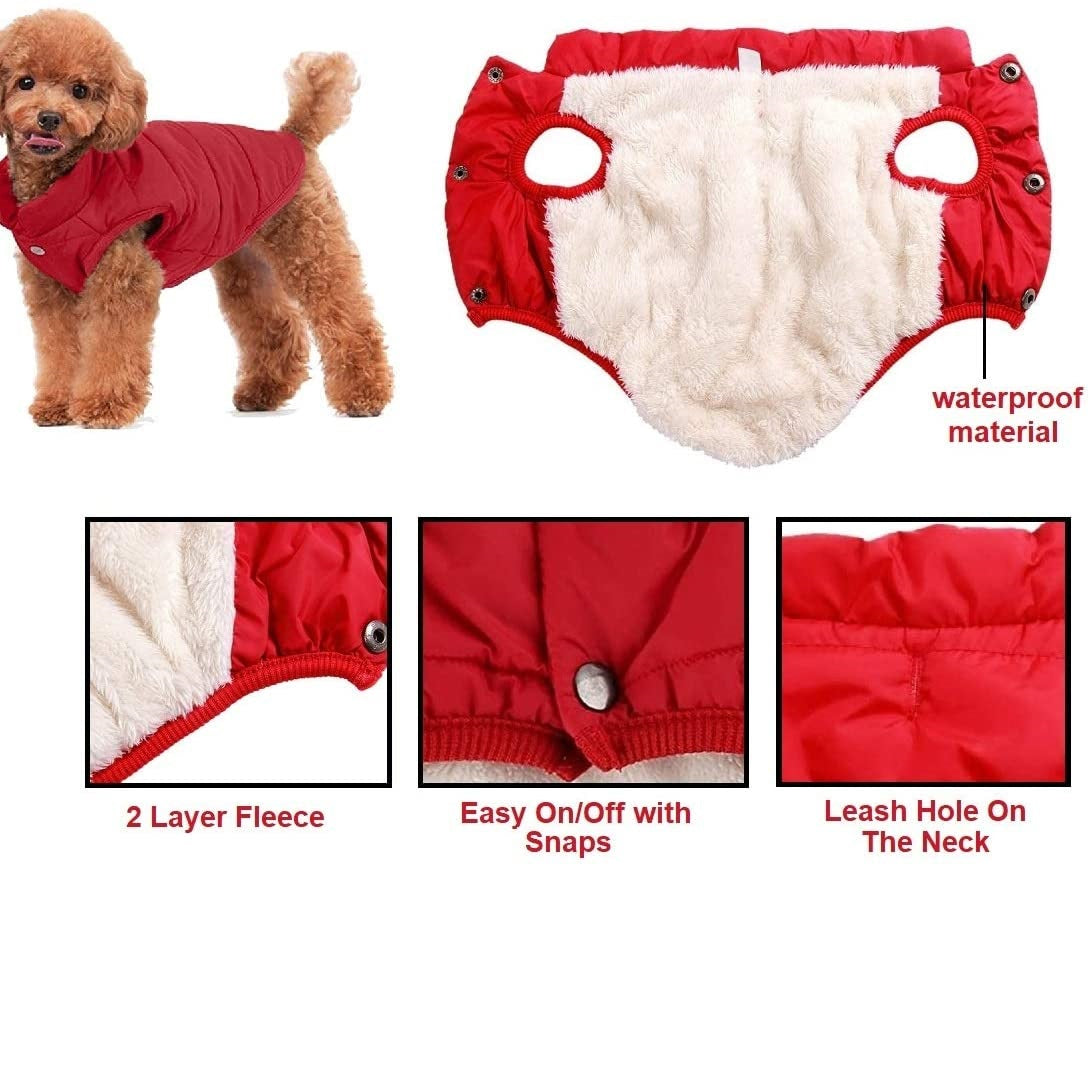 Double Layer Fleece Warm Dog Jacket Coat Vest - RED