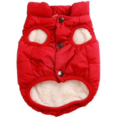 Double Layer Fleece Warm Dog Jacket Coat Vest - RED