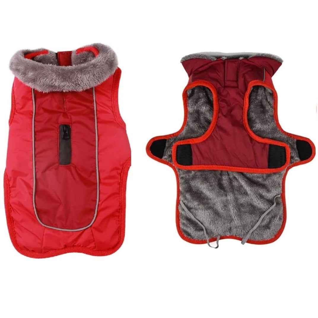 Fleece Warm Dog Jacket Coat Vest for Puppy Winter Cold - RED