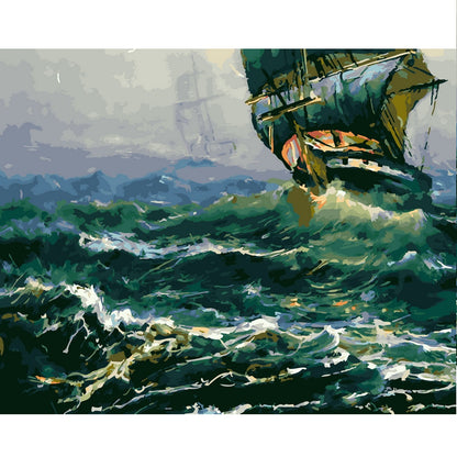 DIY Paint by Numbers Canvas Painting Kit - Wavy Sea