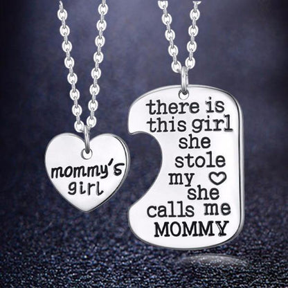 Mommy’s Girl Heart Pendant Necklace - Mother Daughter Necklace Set